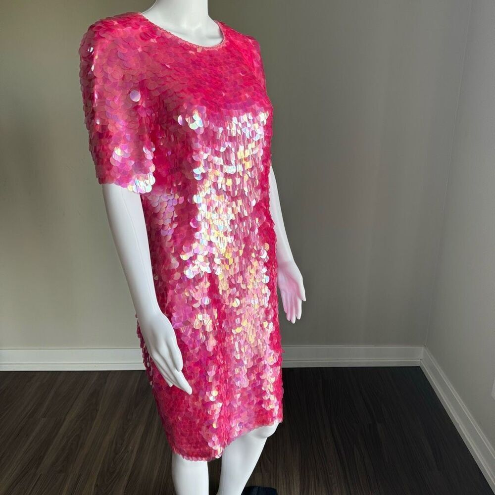 Vintage Silk Pink Beaded Sequin Prom Dress - Picture 4 of 10